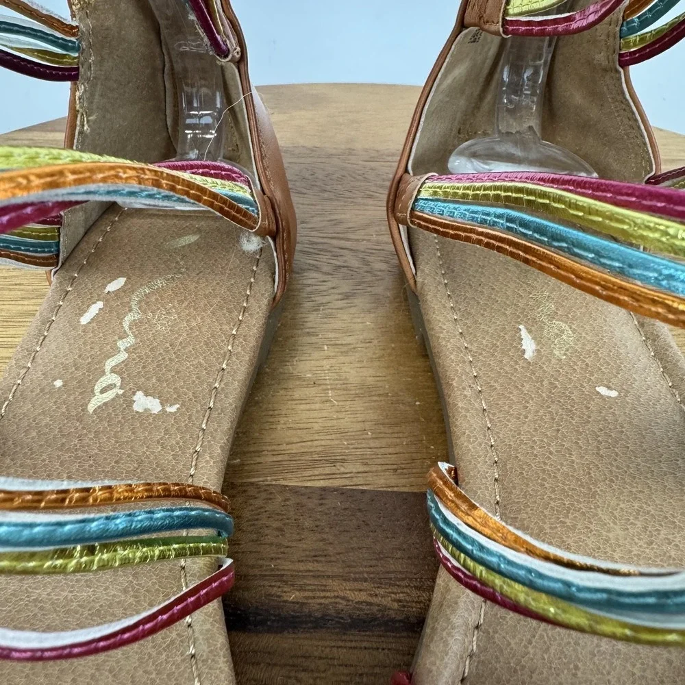 New NWOB Big Kids Girls Nina Marietta Rainbow Metallic Gladiator Sandals Size 6‎